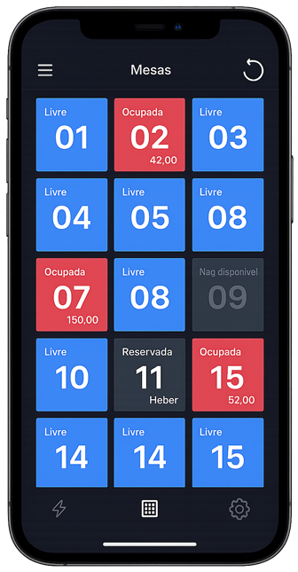 App Comanda Premium mostrando mesas